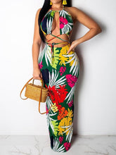 Ensemble haut court et robe longue à imprimé floral pour femme